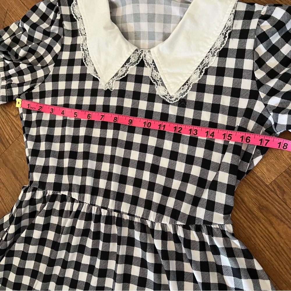 Hot Topic Black & White Buffalo Checkered Tiered Dress Size M - Picture 10 of 12
